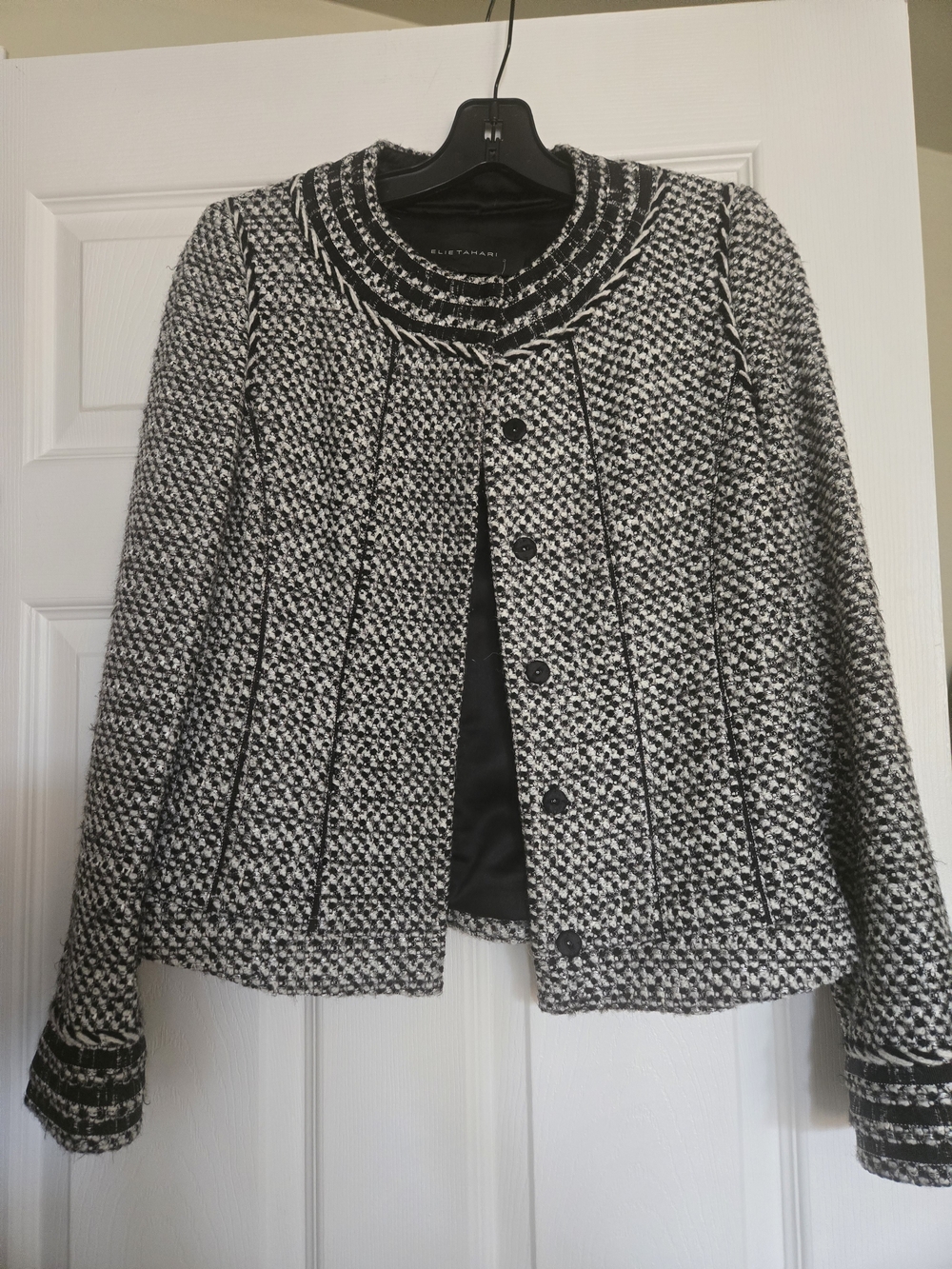 Elie Tahari Black & White Tweed  Blazer